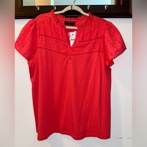 NWT Lane Bryant Eyelet & Knit Notch-Neck Top Size 14/16 Plus